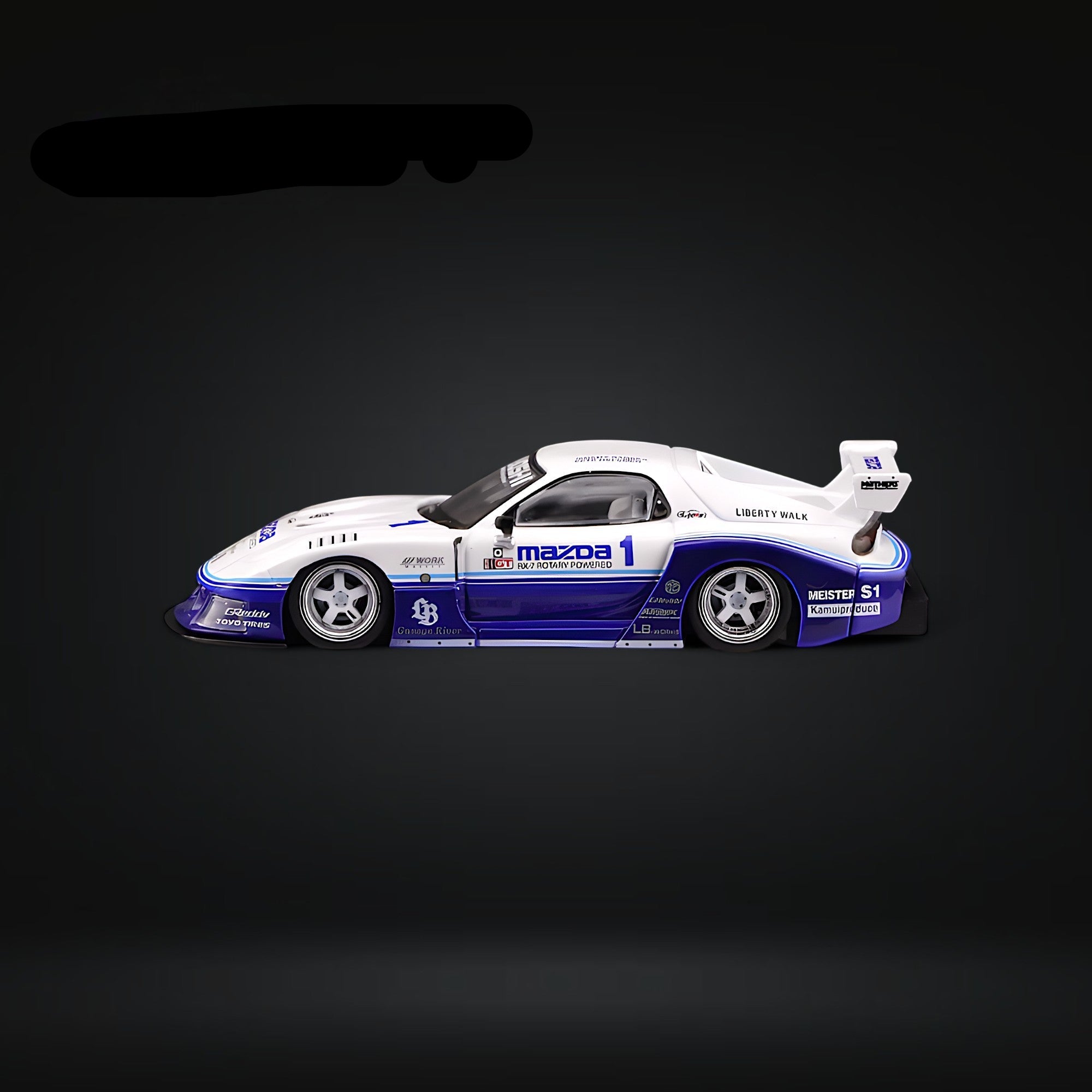 Mazda RX-7 LBWK FD3S Blue-White HTKS 24' 1:64 by Inno64 3
