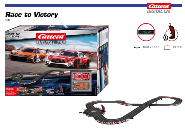 Race to Victory Digital Slot Car Set with Wireless Controllers, Carrera Digital 1:32/1:24 Slot Car Track Set. Layout View 20030023