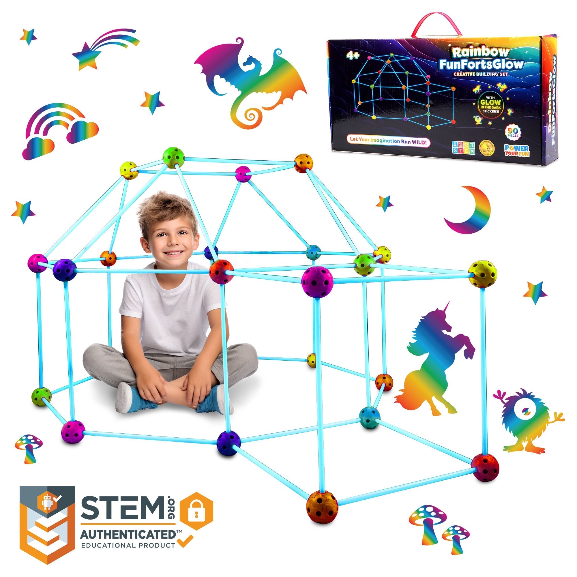 Glow in the Dark Building Set - 90 Pieces - Power Your Fun  4