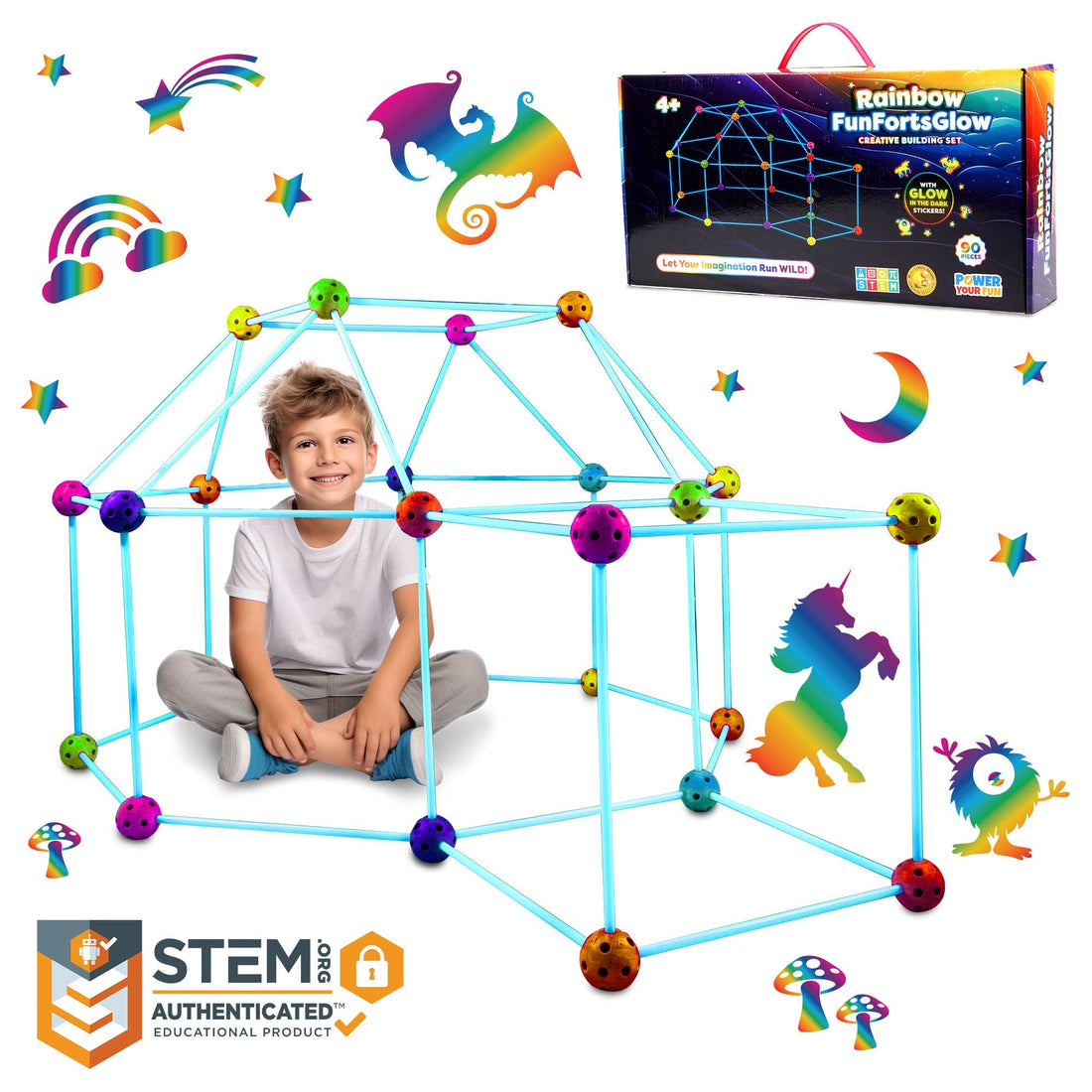 Glow in the Dark Building Set - 90 Pieces - Power Your Fun  4