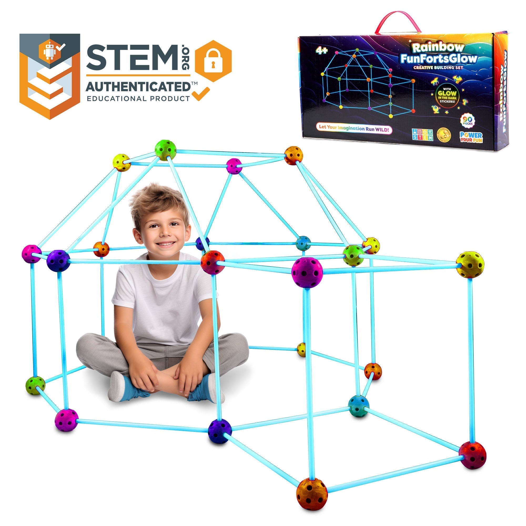 Glow in the Dark Building Set - 90 Pieces - Power Your Fun  5