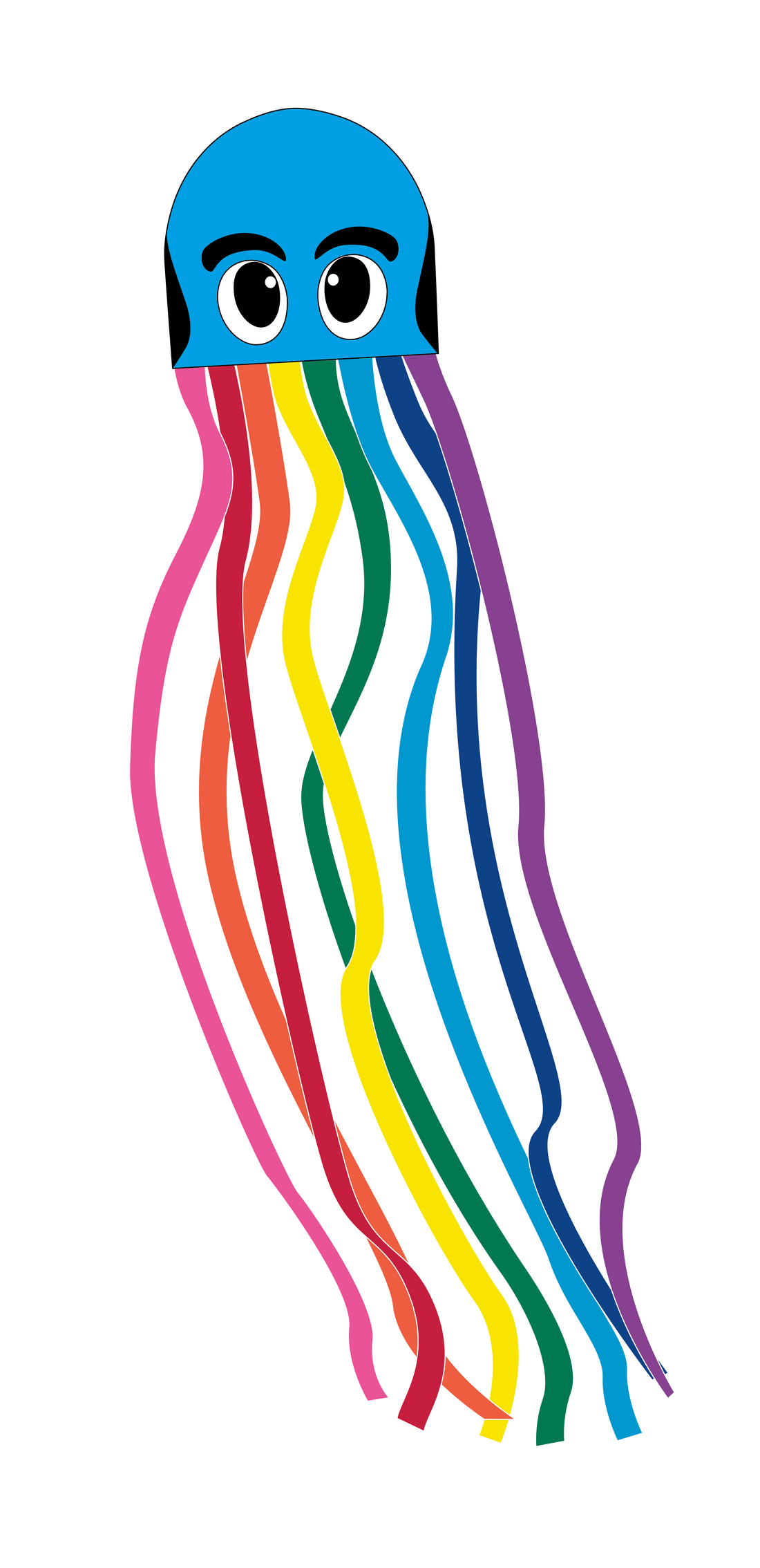 Kites - 121 inch long Nylon Rainbow Octopus Blue