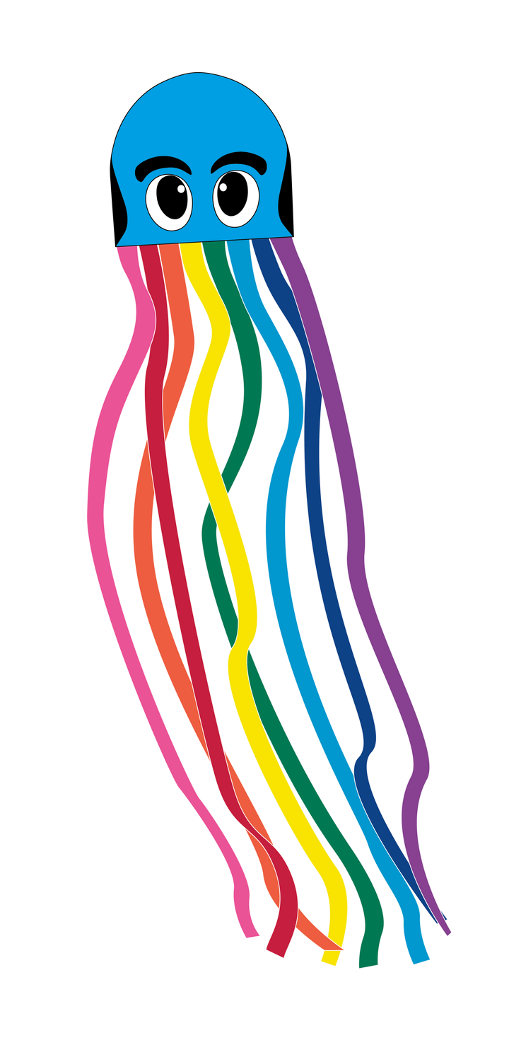 Kites - 121 inch long Nylon Rainbow Octopus Blue