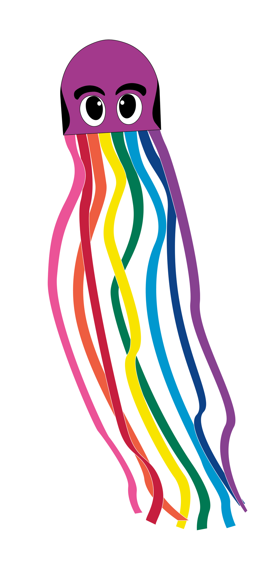 Kites - 121 inch long Nylon Rainbow Octopus Purple