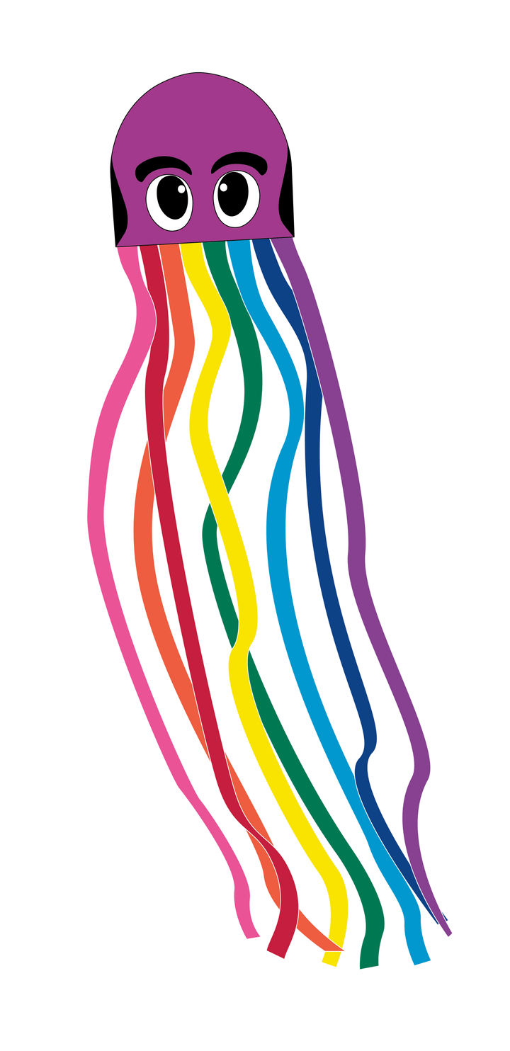 Kites - 121 inch long Nylon Rainbow Octopus Purple