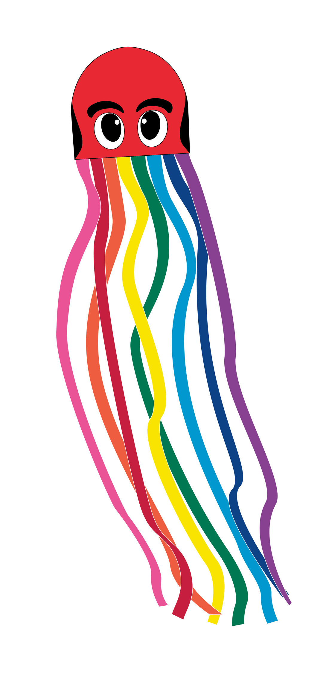 Kites - 121 inch long Nylon Rainbow Octopus Red