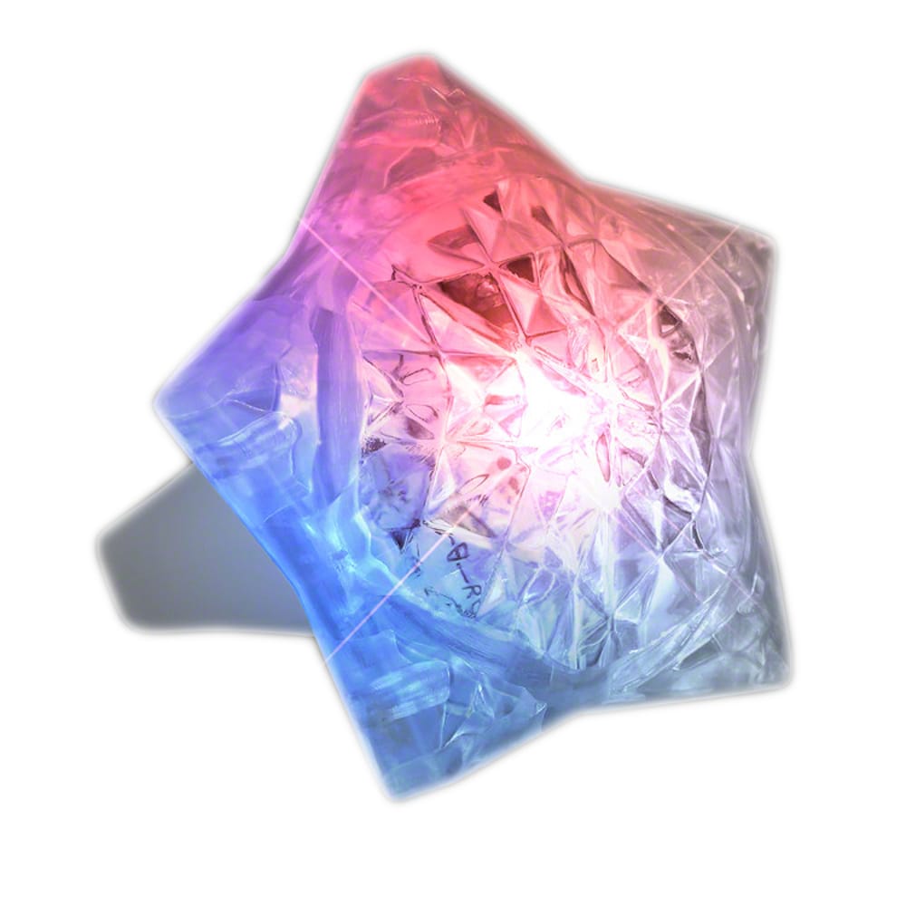 Patriotic Huge Crystal Star Prism Gem Rings RWB-0