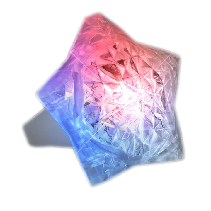 Patriotic Huge Crystal Star Prism Gem Rings RWB-0