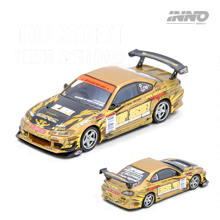 Top Secret Nissan Silvia S15 D1GP 2004 Gold 1:64 by INNO64 