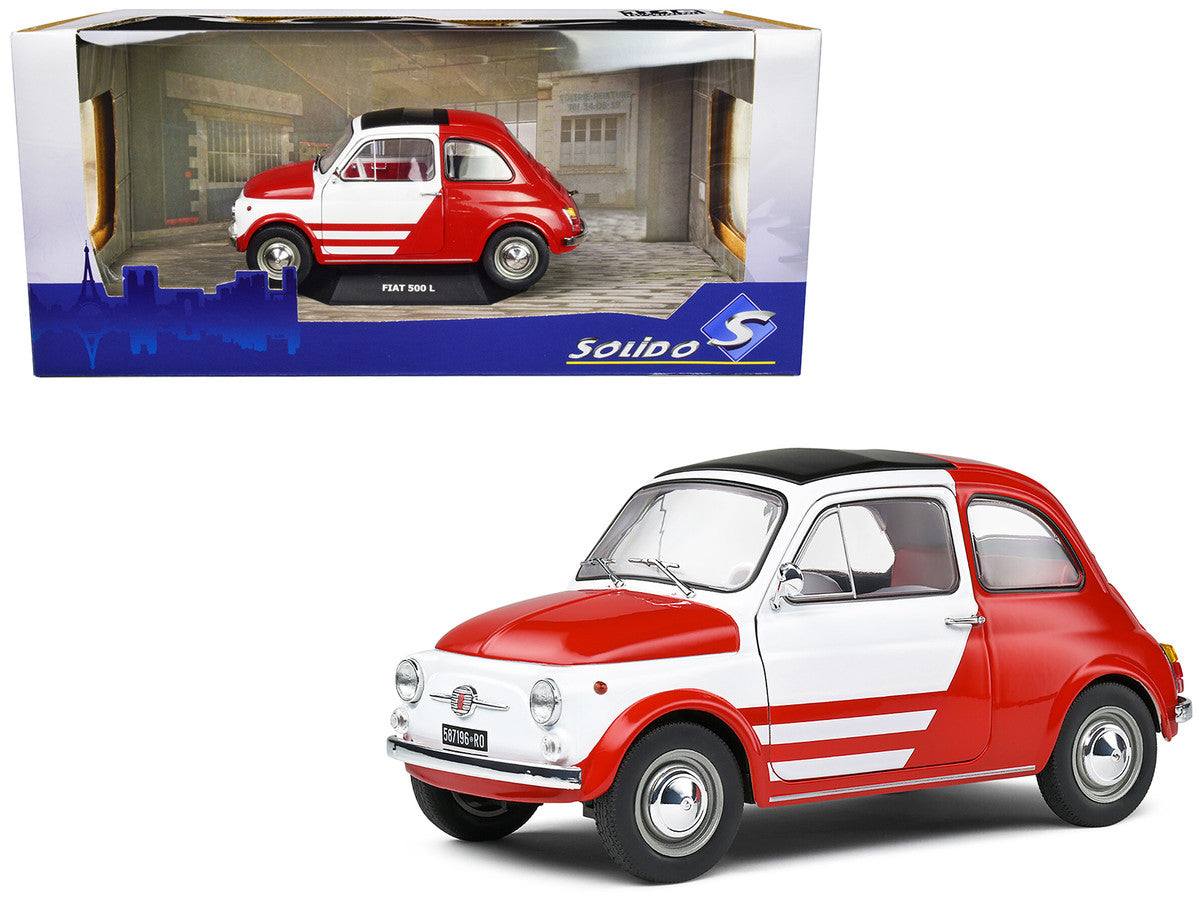 1965 Fiat 500 L Red and White with Red Interior "Robe Di Kappa" 1/18 Diecast Model Car by Solido-0