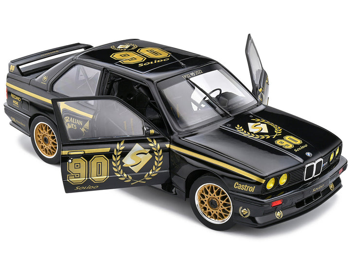 1990 BMW E30 M3 Black "Solido 90th Anniversary" Livery Limited Edition "Competition" Series 1/18 Diecast Model Car by Solido-1