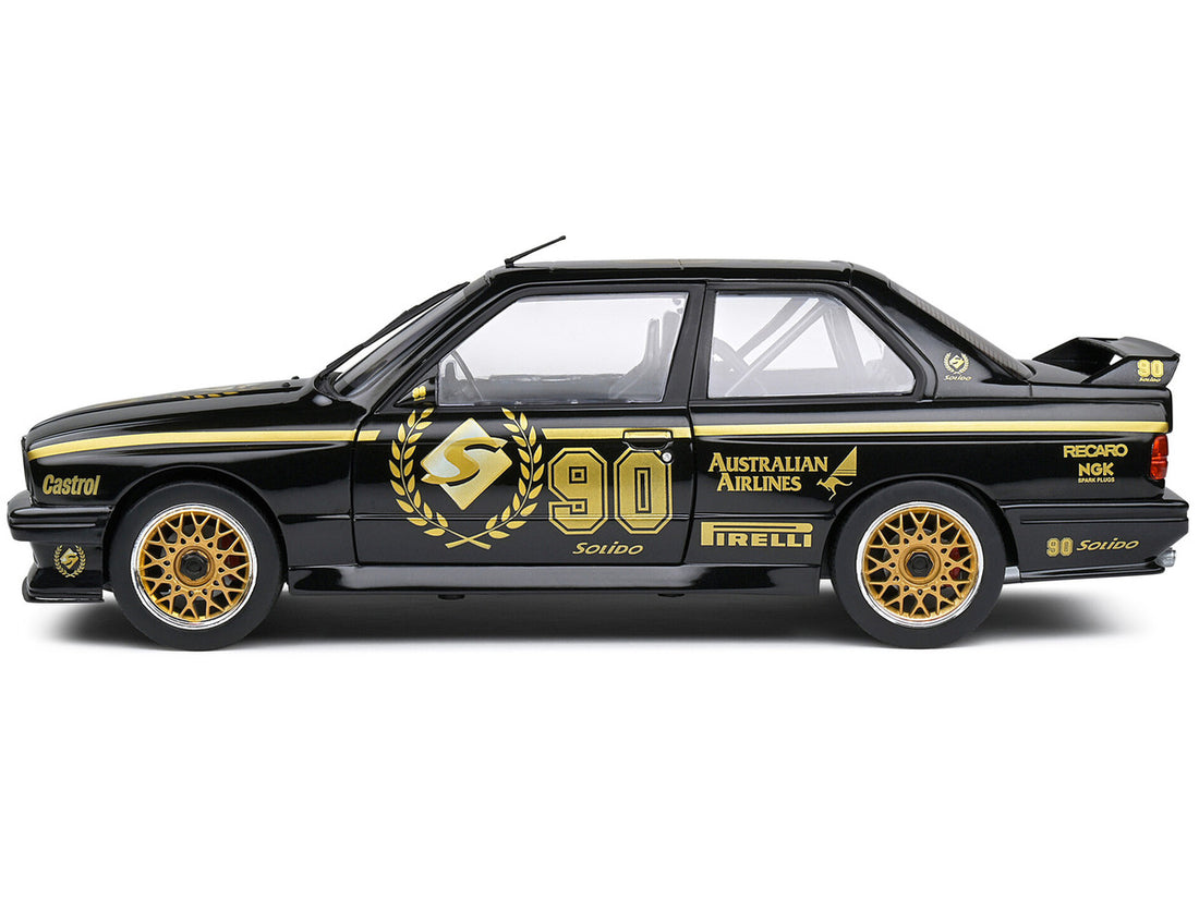 1990 BMW E30 M3 Black "Solido 90th Anniversary" Livery Limited Edition "Competition" Series 1/18 Diecast Model Car by Solido-2