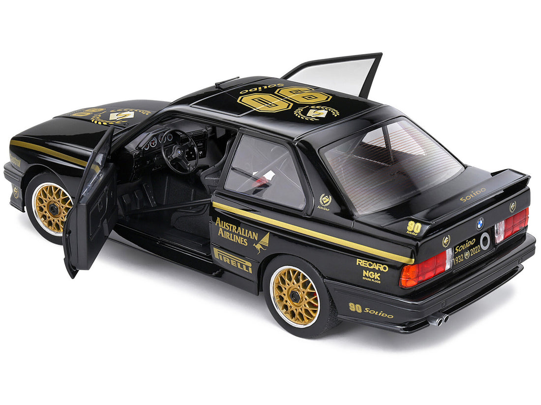 1990 BMW E30 M3 Black "Solido 90th Anniversary" Livery Limited Edition "Competition" Series 1/18 Diecast Model Car by Solido-3