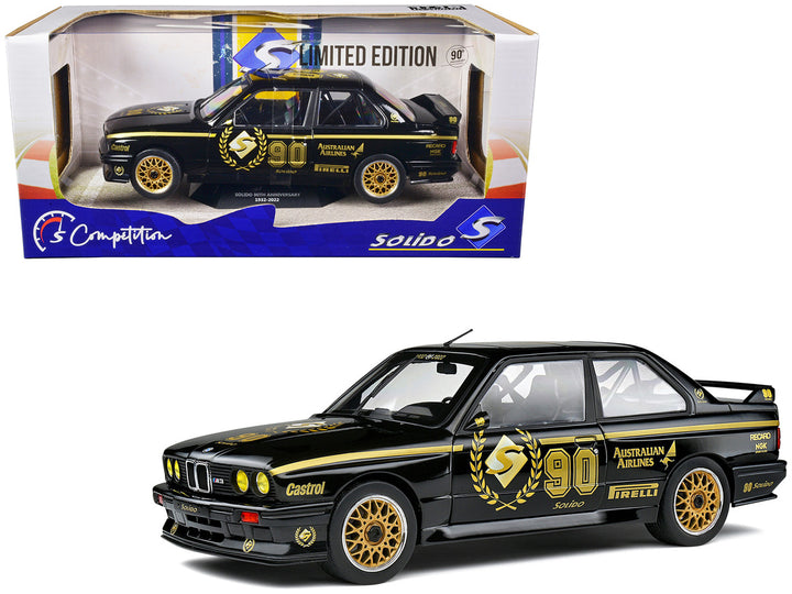 1990 BMW E30 M3 Black "Solido 90th Anniversary" Livery Limited Edition "Competition" Series 1/18 Diecast Model Car by Solido-0