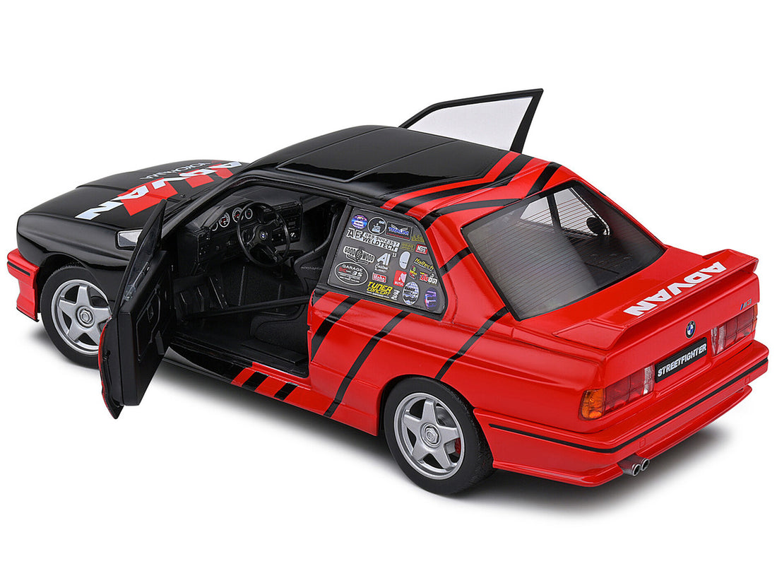 1990 BMW E30 M3 Black and Red with Graphics "ADVAN Drift Team" "Competition" Series 1/18 Diecast Model Car by Solido-3