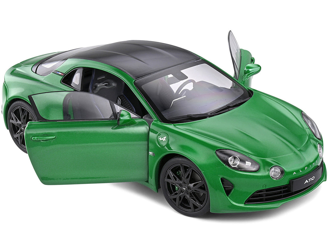 2021 Alpine A110 Pure Vert Jardin Green Metallic with Black Top 1/18 Diecast Model Car by Solido-1