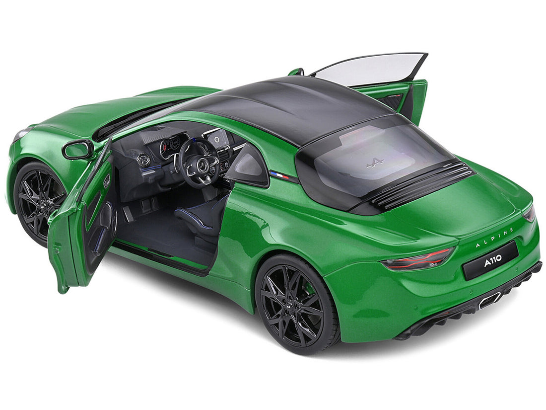 2021 Alpine A110 Pure Vert Jardin Green Metallic with Black Top 1/18 Diecast Model Car by Solido-3