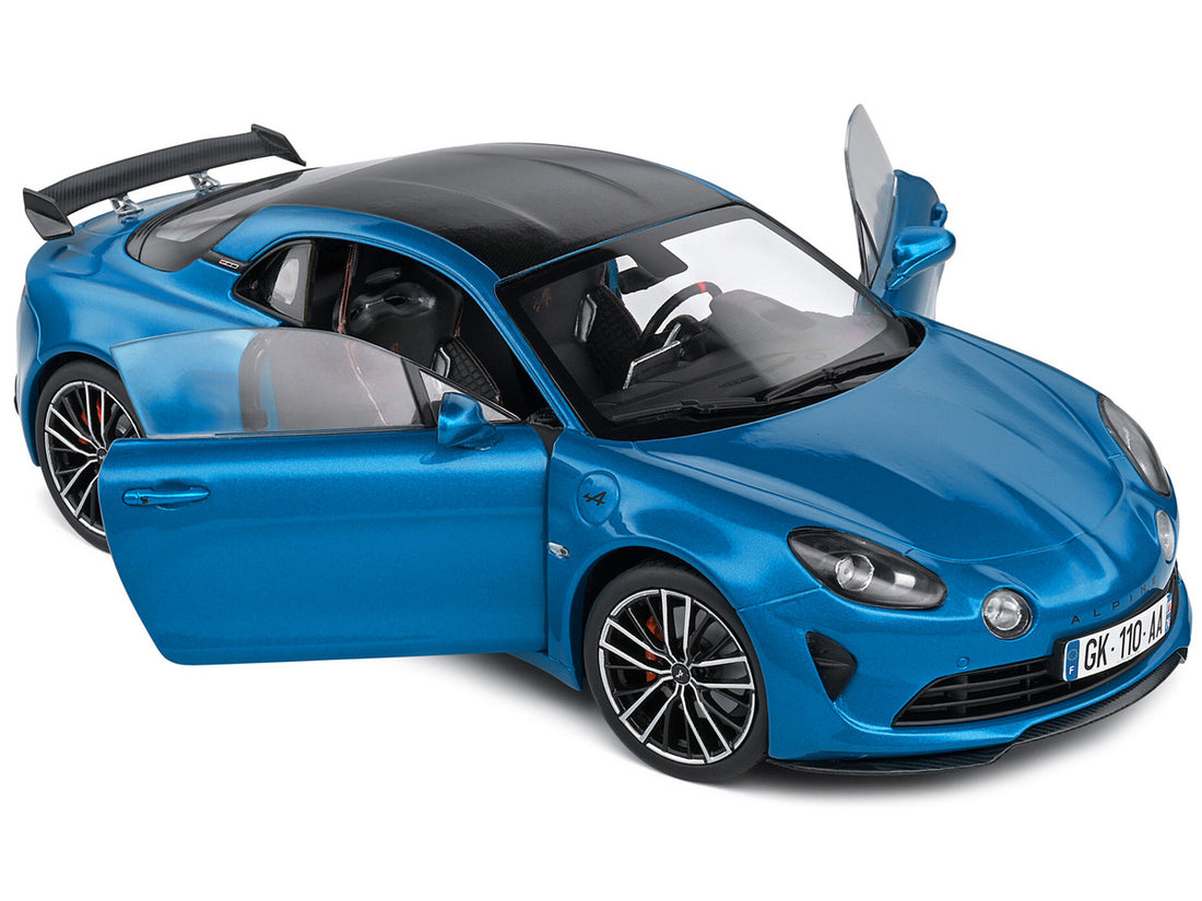 2023 Alpine A110S Pack Aero Bleu Alpine Blue Metallic with Black Top 1/18 Diecast Model Car by Solido-1