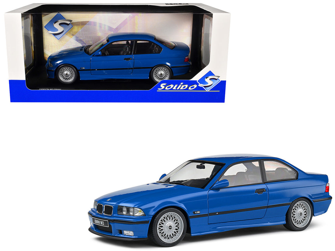 1996 BMW E36 M3 Coupe Santorin Blue 1/18 Diecast Model Car by Solido-4