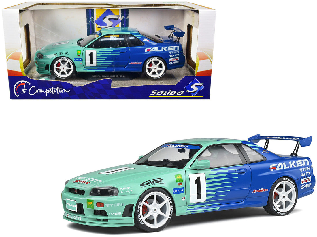 Nissan Skyline GT-R (R34) RHD (Right Hand Drive) #1 Hironori Takeuchi - Yuji Tachikawa "Falken" JGTC (Japan Grand Touring Championship) (2001) "Competition" Series 1/18 Diecast Model Car by Solido-0