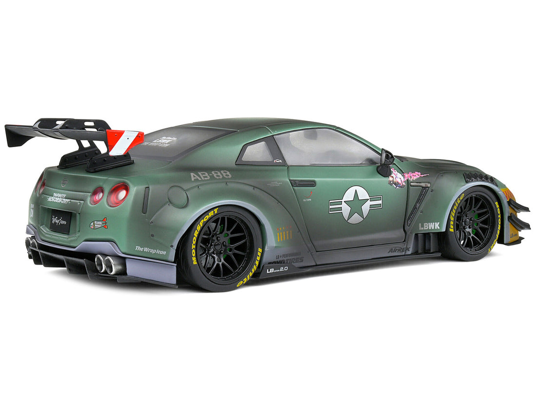 2022 Nissan GT-R (R35) RHD (Right Hand Drive) Liberty Walk 2.0 Body Kit "Army Fighter" "Competition" Series 1/18 Diecast Model Car by Solido-4