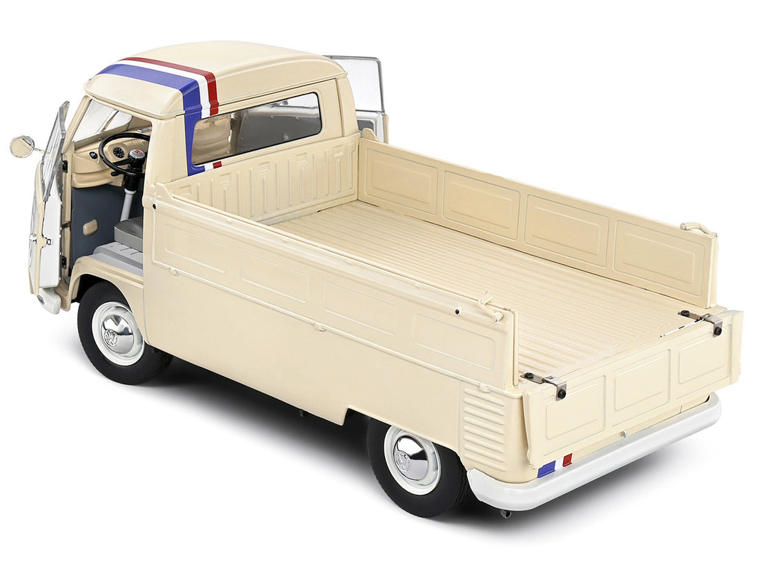 1950 Volkswagen T1 Pickup Truck Racer #53 Cream with Stripes 1/18 Diecast Model Car by Solido-3