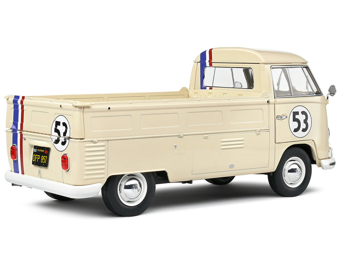 1950 Volkswagen T1 Pickup Truck Racer #53 Cream with Stripes 1/18 Diecast Model Car by Solido-4