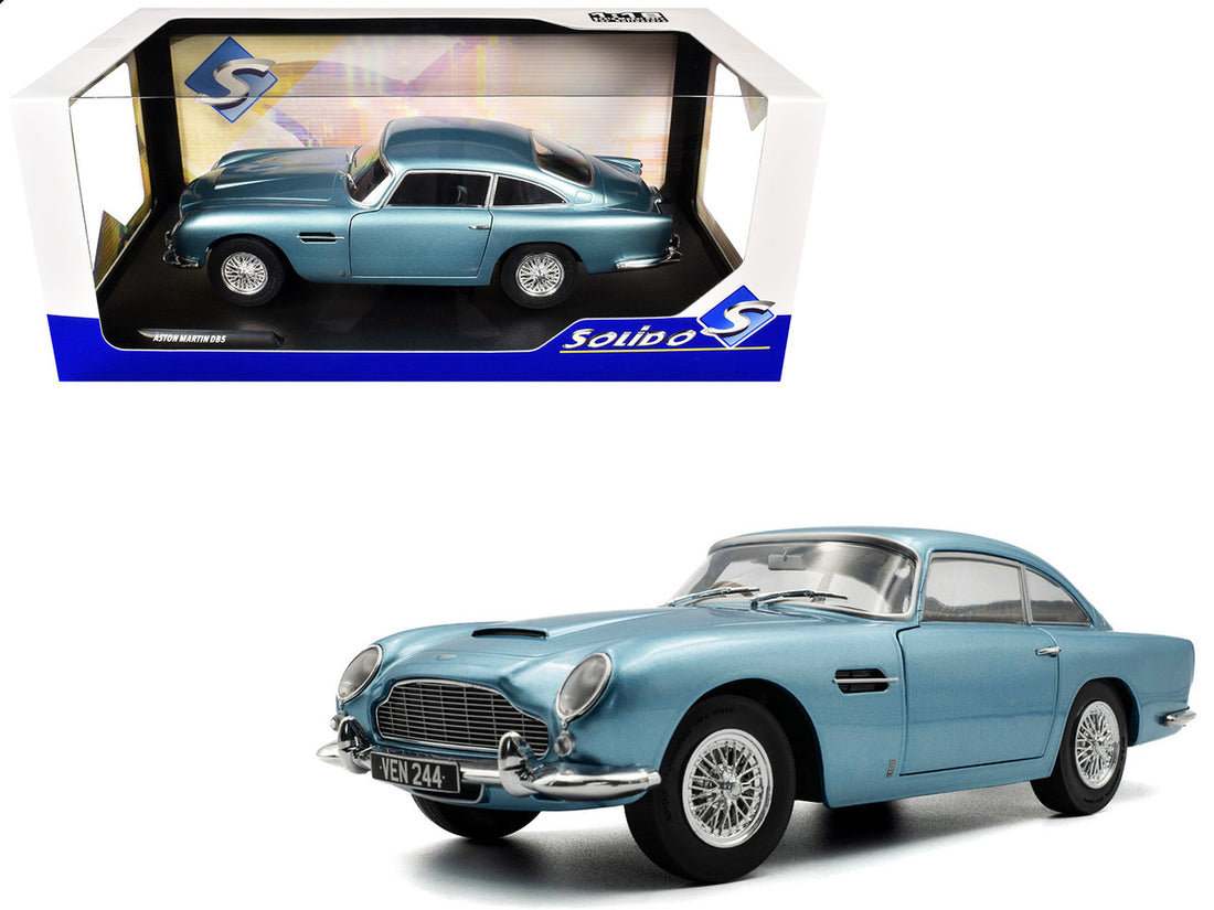 Aston Martin 1964 DB5 RHD (Right Hand Drive) Light Blue Metallic 1/18 Diecast Model Car by Solido 2