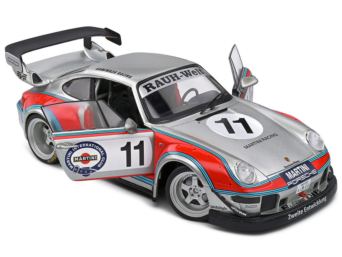 2020 RWB Bodykit #11 "Martini-Kamiwaza Racing" Silver Metallic with Graphics 1/18 Diecast Model Car by Solido-1