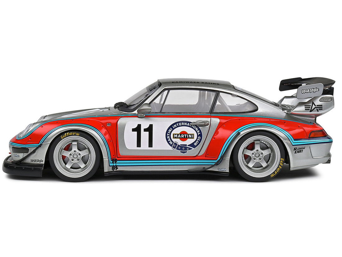 2020 RWB Bodykit #11 "Martini-Kamiwaza Racing" Silver Metallic with Graphics 1/18 Diecast Model Car by Solido-3