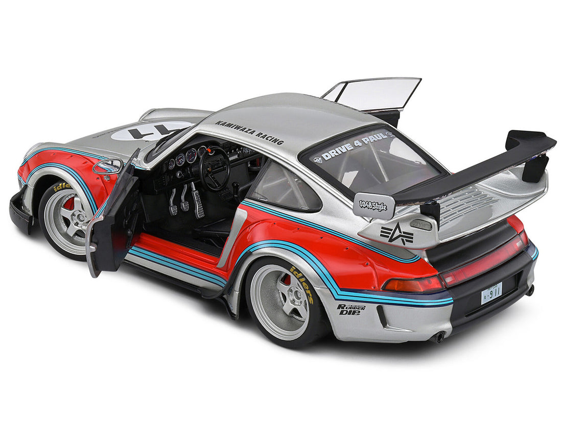 2020 RWB Bodykit #11 "Martini-Kamiwaza Racing" Silver Metallic with Graphics 1/18 Diecast Model Car by Solido-2