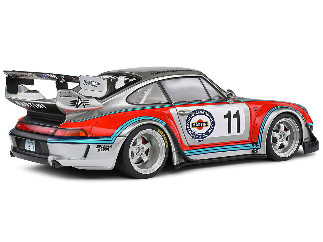 2020 RWB Bodykit #11 "Martini-Kamiwaza Racing" Silver Metallic with Graphics 1/18 Diecast Model Car by Solido-4