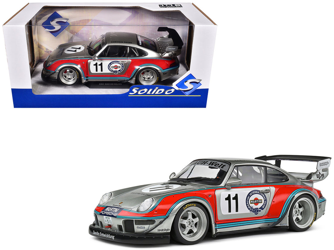 2020 RWB Bodykit #11 "Martini-Kamiwaza Racing" Silver Metallic with Graphics 1/18 Diecast Model Car by Solido-0