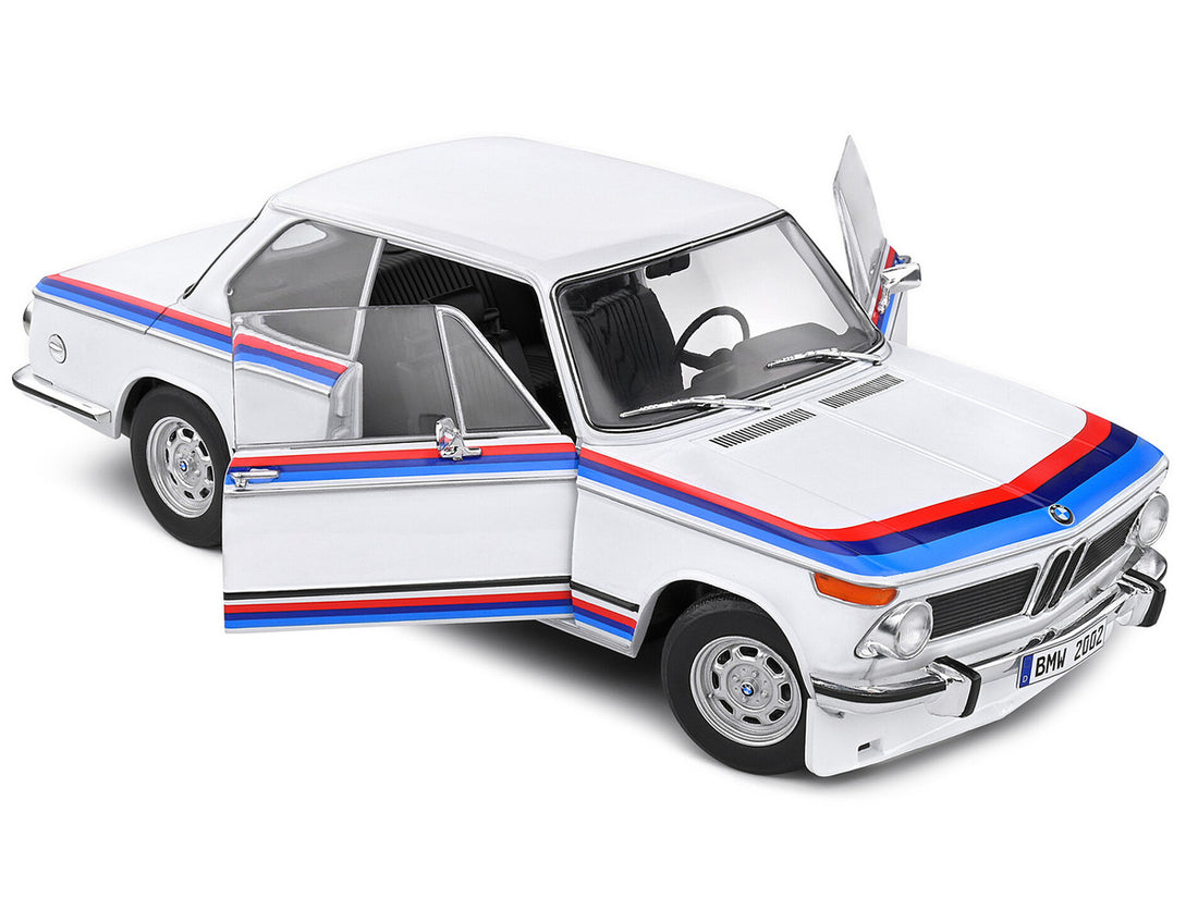 1971 BMW 2002 Tii Turbo "Evocation" White with Stripes 1/18 Diecast Model Car by Solido-1