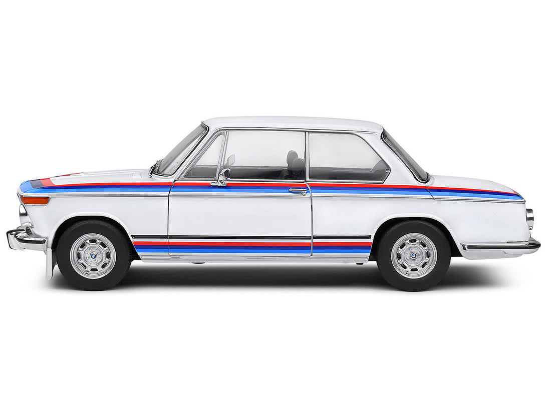 1971 BMW 2002 Tii Turbo "Evocation" White with Stripes 1/18 Diecast Model Car by Solido-3