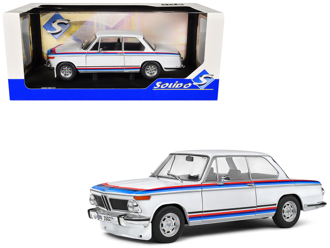 1971 BMW 2002 Tii Turbo "Evocation" White with Stripes 1/18 Diecast Model Car by Solido-0