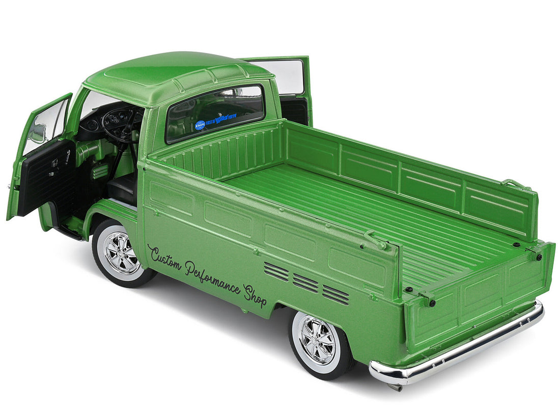 1968 Volkswagen T2 Pickup Truck Green Metallic "Rooster Speed Motorcycle" 1/18 Diecast Model Car by Solido-3