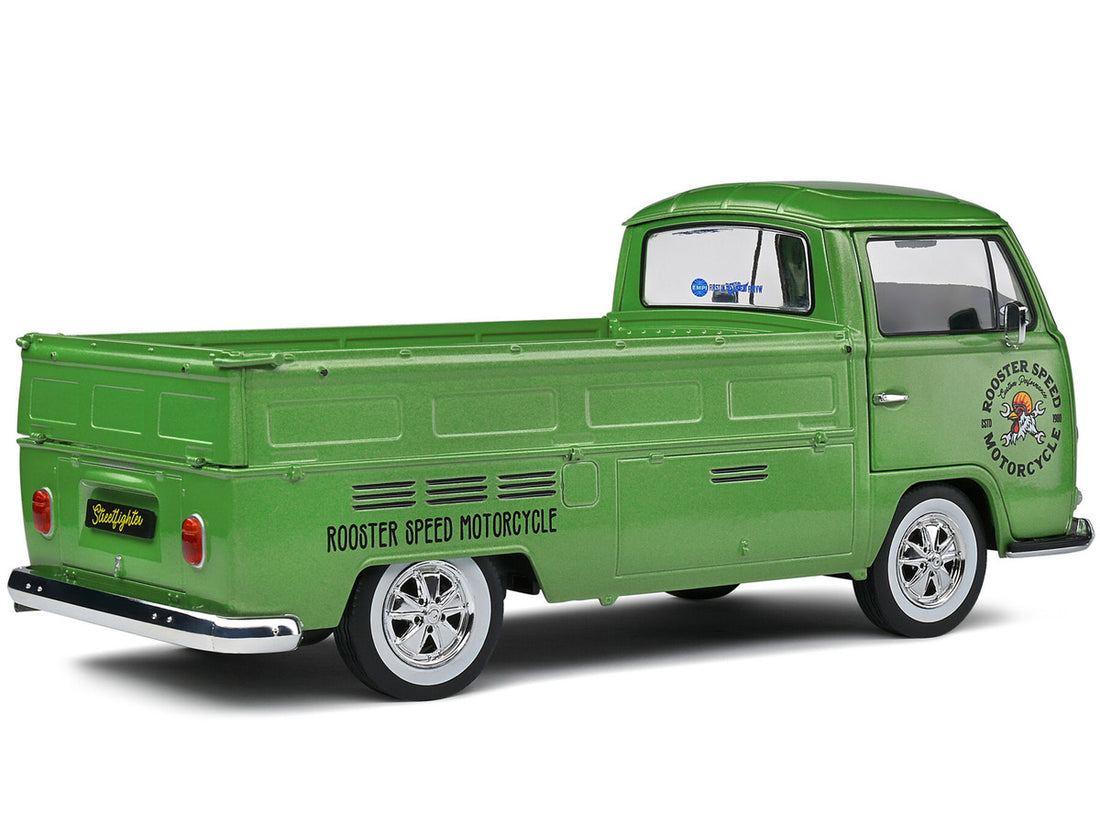 1968 Volkswagen T2 Pickup Truck Green Metallic "Rooster Speed Motorcycle" 1/18 Diecast Model Car by Solido-4