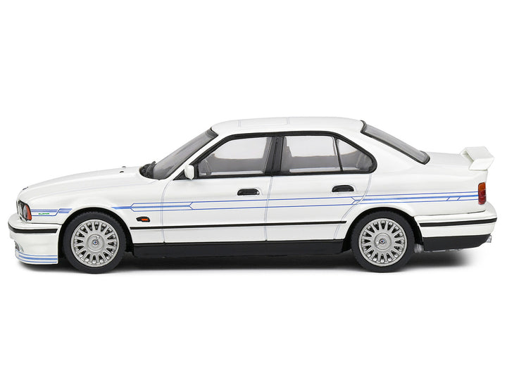 1994 BMW E34 Alpina B10 BiTurbo White with Blue Stripes 1/43 Diecast Model Car by Solido-1