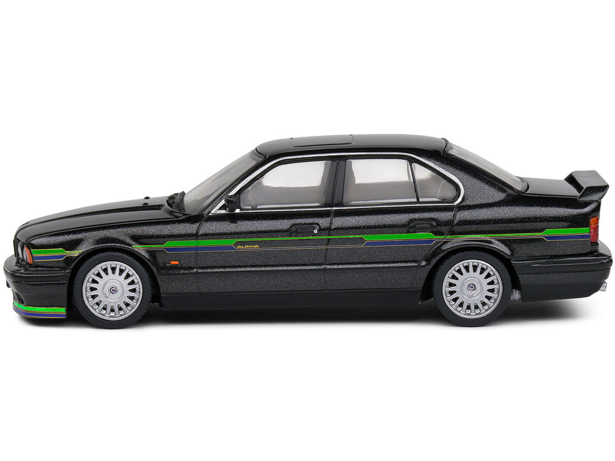 1994 BMW E34 Alpina B10 BiTurbo Black Metallic with Green Graphics 1/43 Diecast Model Car by Solido-2