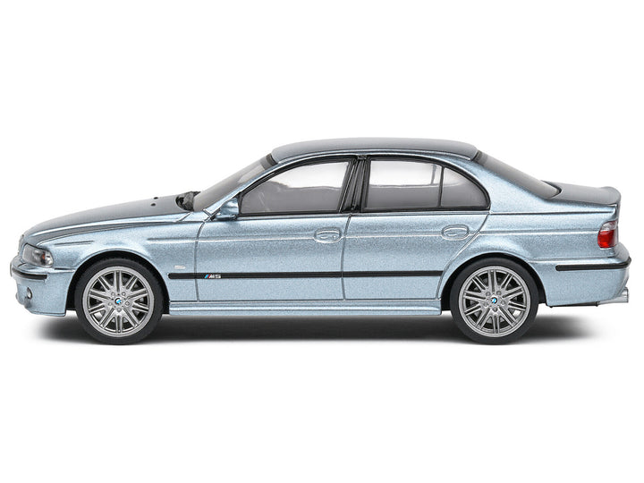 2003 BMW E39 M5 Silver Water Blue Metallic 1/43 Diecast Model Car by Solido-1