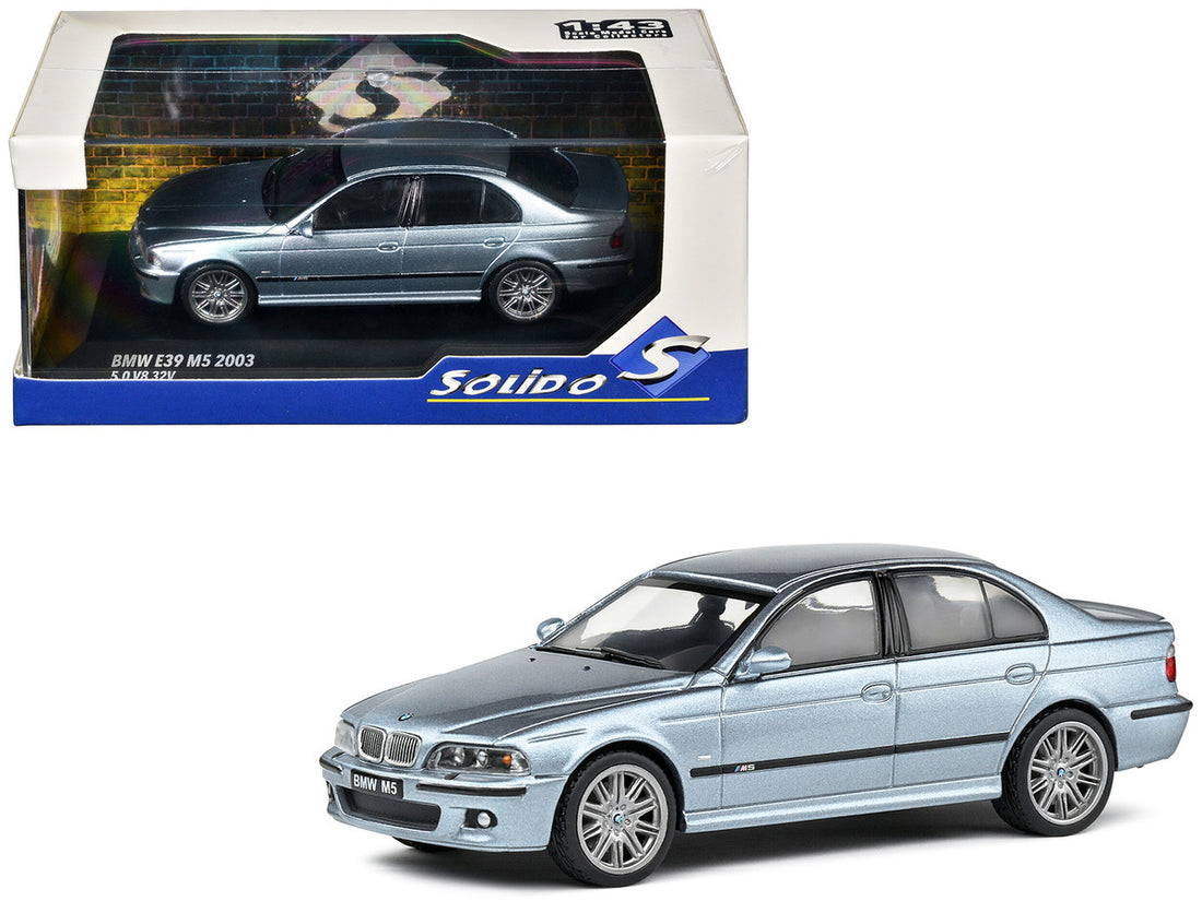 2003 BMW E39 M5 Silver Water Blue Metallic 1/43 Diecast Model Car by Solido-0