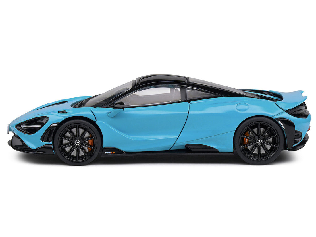 2020 McLaren 765 LT Curacao Blue with Black Top 1/43 Diecast Model Car by Solido-2