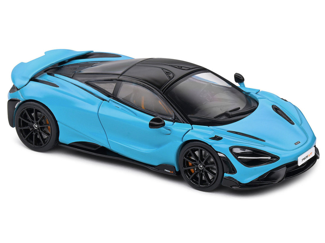 2020 McLaren 765 LT Curacao Blue with Black Top 1/43 Diecast Model Car by Solido-3