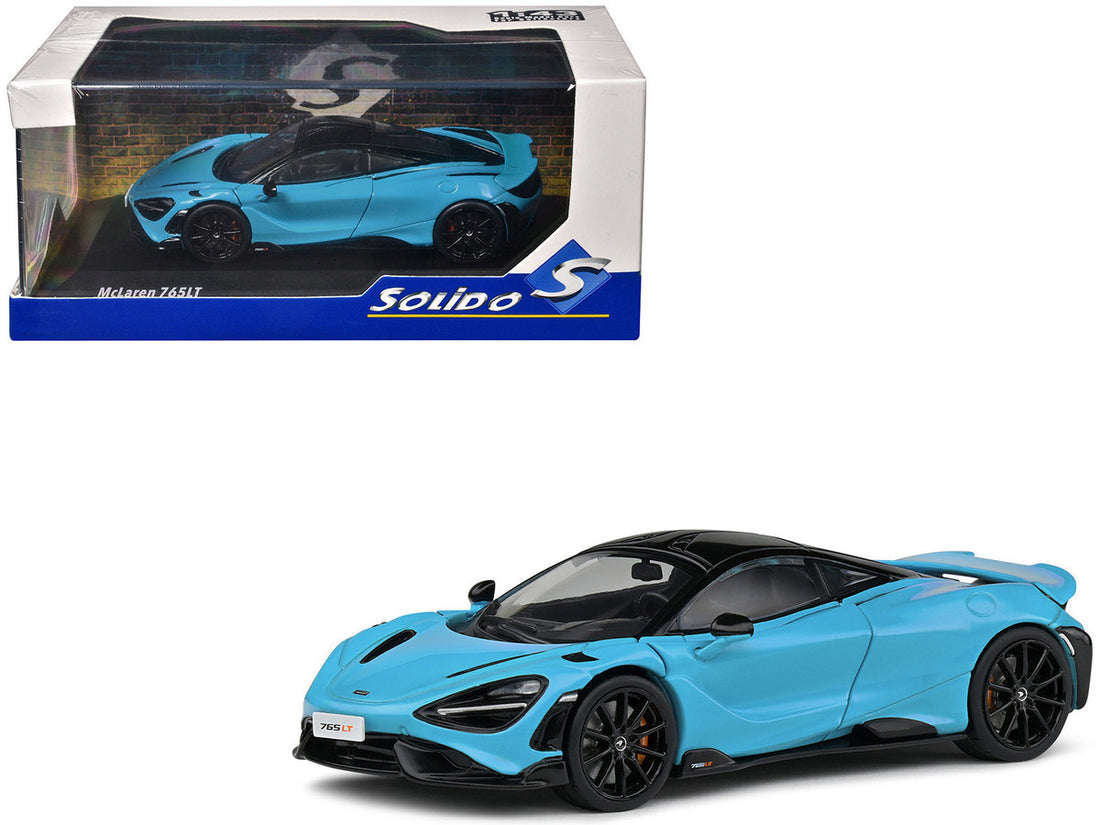 2020 McLaren 765 LT Curacao Blue with Black Top 1/43 Diecast Model Car by Solido-4