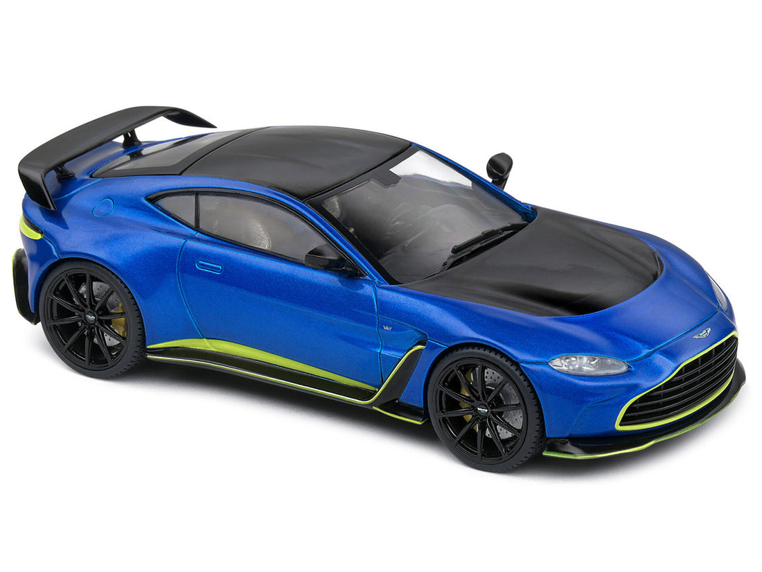 Aston Martin V12 Vantage Blue Metallic with Black Hood and Top 1/43 Diecast Model Car by Solido-1