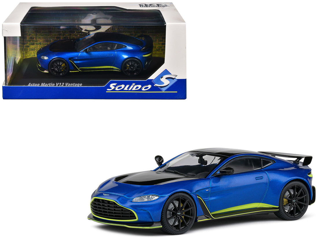 Aston Martin V12 Vantage Blue Metallic with Black Hood and Top 1/43 Diecast Model Car by Solido-4