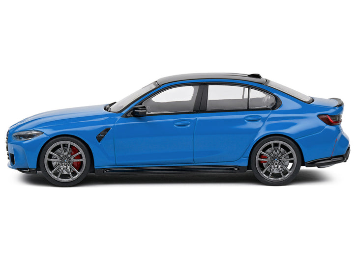 2023 BMW M3 Sedan (G80) Competition Santorini Blue with Black Top 1/43 Diecast Model Car by Solido-0