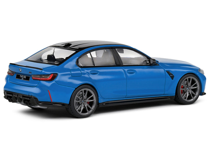 2023 BMW M3 Sedan (G80) Competition Santorini Blue with Black Top 1/43 Diecast Model Car by Solido-1