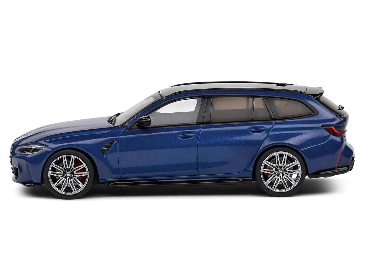 2023 BMW M3 Touring (G81) Competition San Marino Blue Metallic with Black Top 1/43 Diecast Model Car by Solido-0